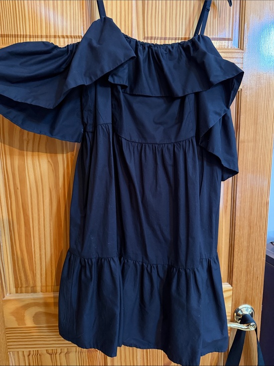 Eloquii Dresses & Skirts - Eloquii Black Off-Shoulder Ruffle Tiered Mini Dress with Straps